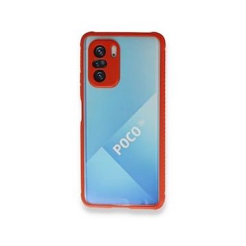 BSSM Miami Şeffaf Silikon - Kırmızı Xiaomi Poco F3 Kılıf