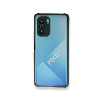 BSSM Miami Şeffaf Silikon - Koyu Yeşil Xiaomi Poco F3 Kılıf