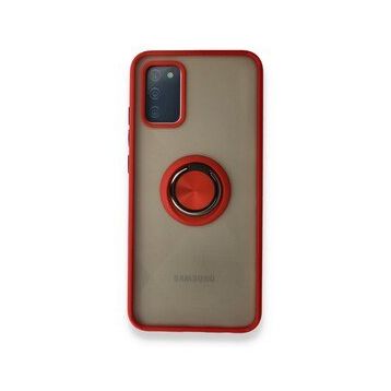 BSSM Montreal Yüzüklü Silikon Kapak - Kırmızı Samsung Galaxy A02S Kılıf