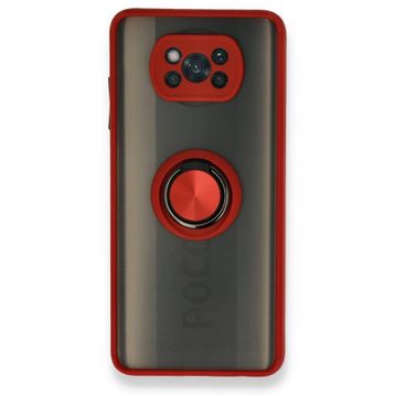 BSSM Montreal Yüzüklü Silikon Kapak - Kırmızı Xiaomi Pocophone X3 Kılıf
