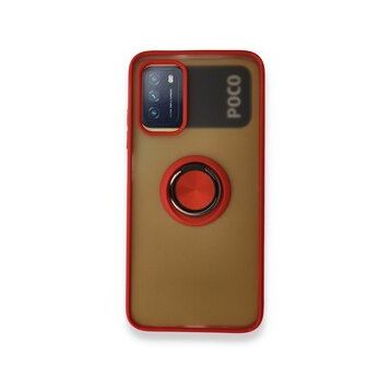 BSSM Montreal Yüzüklü Silikon Kapak - Kırmızı Xiaomi Redmi 9T Kılıf