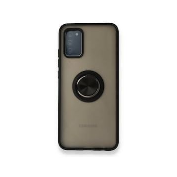 BSSM Montreal Yüzüklü Silikon Kapak - Siyah Samsung Galaxy A02S Kılıf