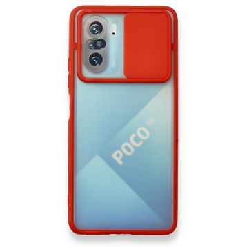 BSSM Palm Buzlu Kamera Sürgülü Silikon - Kırmızı Xiaomi Poco F3 Kılıf