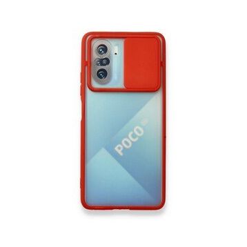 BSSM Palm Buzlu Kamera Sürgülü Silikon - Kırmızı Xiaomi Poco F3 Kılıf