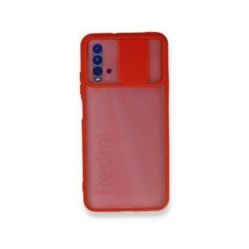 BSSM Palm Buzlu Kamera Sürgülü Silikon - Kırmızı Xiaomi Redmi 9T Kılıf
