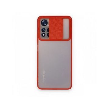 BSSM Palm Buzlu Kamera Sürgülü Silikon - Kırmızı Xiaomi Redmi Note 11 Pro Plus 5G Kılıf