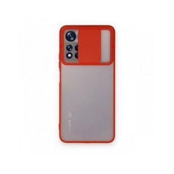 BSSM Palm Buzlu Kamera Sürgülü Silikon - Kırmızı Xiaomi Redmi Note 11 Pro Plus 5G Kılıf