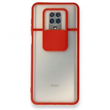 BSSM Palm Buzlu Kamera Sürgülü Silikon - Kırmızı Xiaomi Redmi Note 9 Pro Kılıf