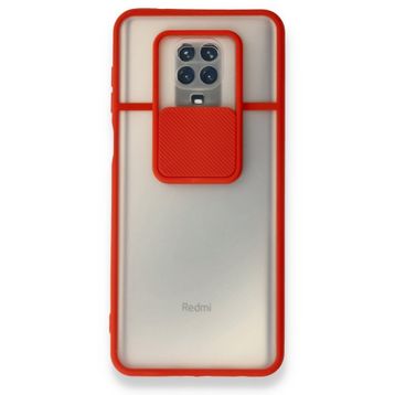 BSSM Palm Buzlu Kamera Sürgülü Silikon - Kırmızı Xiaomi Redmi Note 9 Pro Kılıf