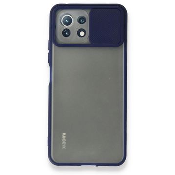 BSSM Palm Buzlu Kamera Sürgülü Silikon - Lacivert Xiaomi Mİ 11 Lite Kılıf