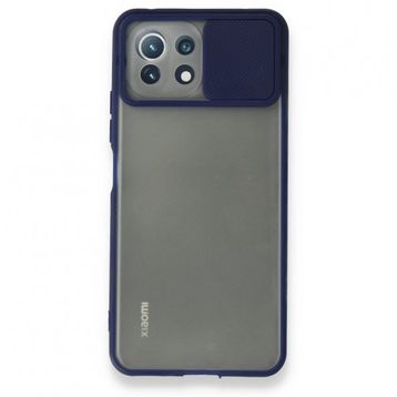 BSSM Palm Buzlu Kamera Sürgülü Silikon - Lacivert Xiaomi Mİ 11 Lite Kılıf