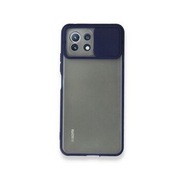 BSSM Palm Buzlu Kamera Sürgülü Silikon - Lacivert Xiaomi Mİ 11 Lite Kılıf