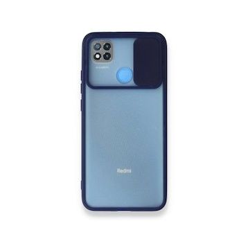 BSSM Palm Buzlu Kamera Sürgülü Silikon - Lacivert Xiaomi Redmi 9C Kılıf