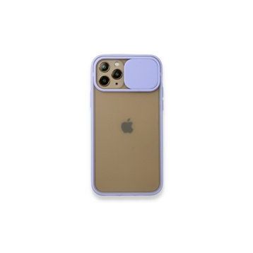 BSSM Palm Buzlu Kamera Sürgülü Silikon - Lila iPhone 11 Pro Kılıf