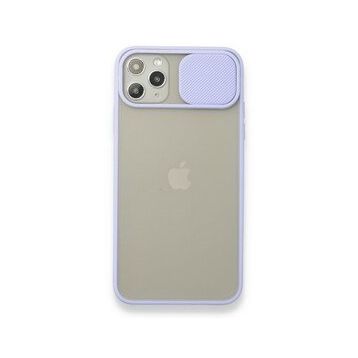 BSSM Palm Buzlu Kamera Sürgülü Silikon - Lila iPhone 11 Pro Max Kılıf