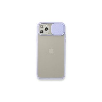 BSSM Palm Buzlu Kamera Sürgülü Silikon - Lila iPhone 11 Pro Max Kılıf