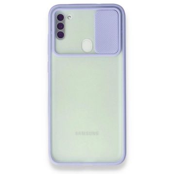 BSSM Palm Buzlu Kamera Sürgülü Silikon - Lila Samsung Galaxy A11 Kılıf