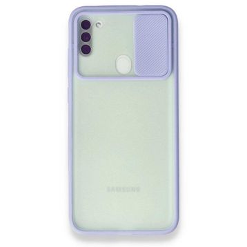 BSSM Palm Buzlu Kamera Sürgülü Silikon - Lila Samsung Galaxy A11 Kılıf