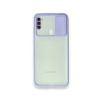 BSSM Palm Buzlu Kamera Sürgülü Silikon - Lila Samsung Galaxy A11 Kılıf