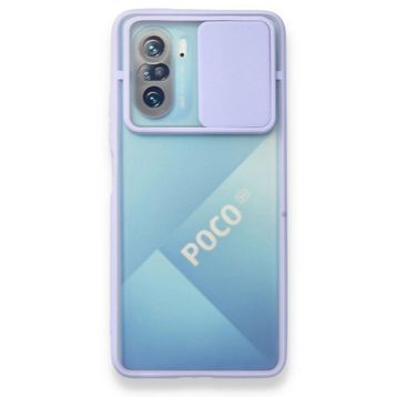 BSSM Palm Buzlu Kamera Sürgülü Silikon - Lila Xiaomi Poco F3 Kılıf