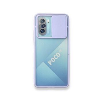 BSSM Palm Buzlu Kamera Sürgülü Silikon - Lila Xiaomi Poco F3 Kılıf