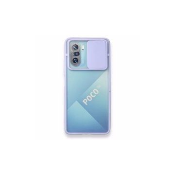 BSSM Palm Buzlu Kamera Sürgülü Silikon - Lila Xiaomi Poco F3 Kılıf