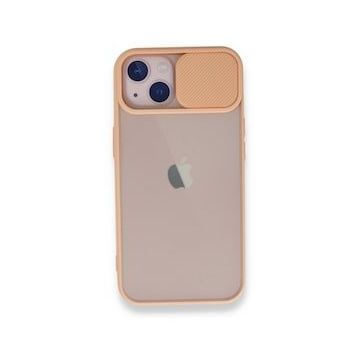 BSSM Palm Buzlu Kamera Sürgülü Silikon - Pembe iPhone 13 Kılıf
