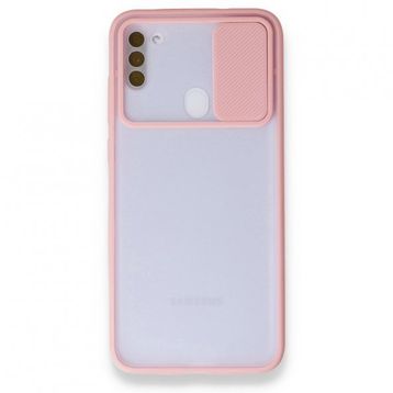 BSSM Palm Buzlu Kamera Sürgülü Silikon - Pembe Samsung Galaxy A11 Kılıf