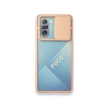 BSSM Palm Buzlu Kamera Sürgülü Silikon - Pembe Xiaomi Poco F3 Kılıf