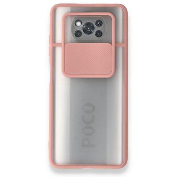 BSSM Palm Buzlu Kamera Sürgülü Silikon - Pembe Xiaomi Pocophone X3 Kılıf