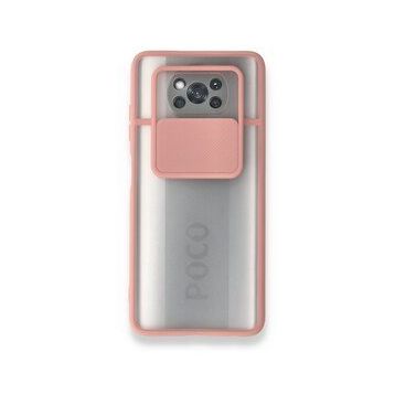 BSSM Palm Buzlu Kamera Sürgülü Silikon - Pembe Xiaomi Pocophone X3 Kılıf