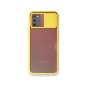BSSM Palm Buzlu Kamera Sürgülü Silikon - Sarı Samsung Galaxy A02S Kılıf