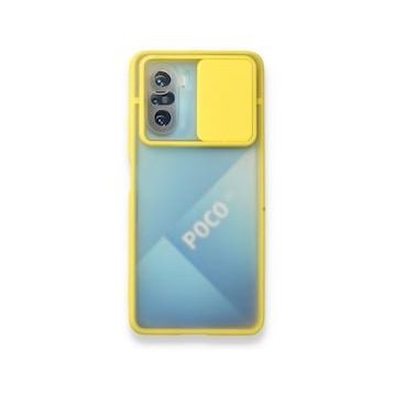 BSSM Palm Buzlu Kamera Sürgülü Silikon - Sarı Xiaomi Poco F3 Kılıf