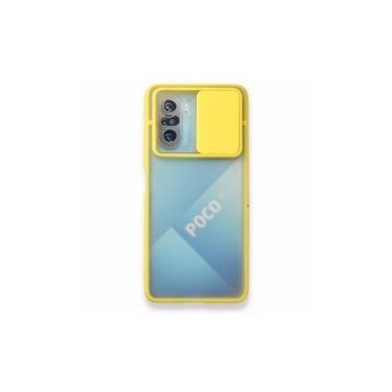 BSSM Palm Buzlu Kamera Sürgülü Silikon - Sarı Xiaomi Poco F3 Kılıf