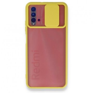 BSSM Palm Buzlu Kamera Sürgülü Silikon - Sarı Xiaomi Redmi 9T Kılıf