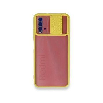 BSSM Palm Buzlu Kamera Sürgülü Silikon - Sarı Xiaomi Redmi 9T Kılıf