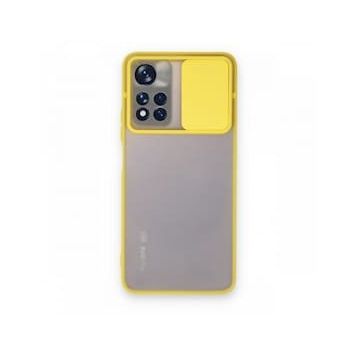BSSM Palm Buzlu Kamera Sürgülü Silikon - Sarı Xiaomi Redmi Note 11 Pro Plus 5G Kılıf