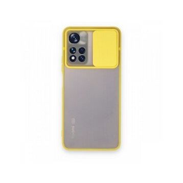 BSSM Palm Buzlu Kamera Sürgülü Silikon - Sarı Xiaomi Redmi Note 11 Pro Plus 5G Kılıf