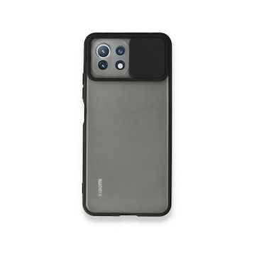 BSSM Palm Buzlu Kamera Sürgülü Silikon - Siyah Xiaomi Mİ 11 Lite Kılıf