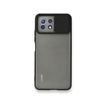 BSSM Palm Buzlu Kamera Sürgülü Silikon - Siyah Xiaomi Mİ 11 Lite Kılıf