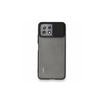 BSSM Palm Buzlu Kamera Sürgülü Silikon - Siyah Xiaomi Mİ 11 Lite Kılıf