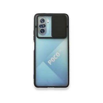 BSSM Palm Buzlu Kamera Sürgülü Silikon - Siyah Xiaomi Poco F3 Kılıf