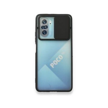BSSM Palm Buzlu Kamera Sürgülü Silikon - Siyah Xiaomi Poco F3 Kılıf
