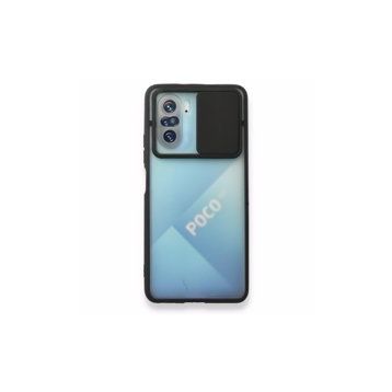 BSSM Palm Buzlu Kamera Sürgülü Silikon - Siyah Xiaomi Poco F3 Kılıf