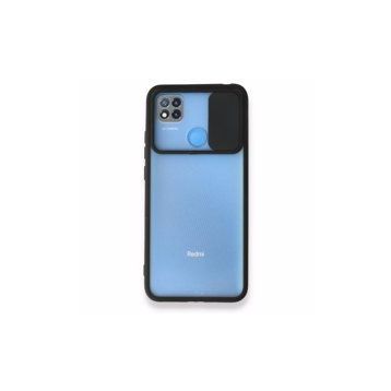 BSSM Palm Buzlu Kamera Sürgülü Silikon - Siyah Xiaomi Redmi 9C Kılıf