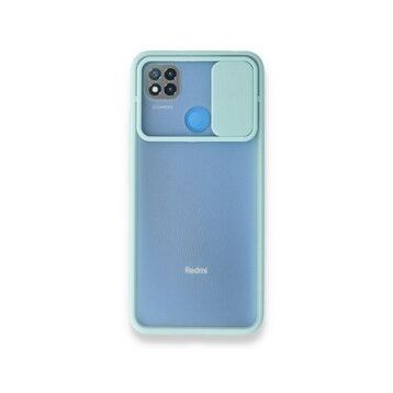 BSSM Palm Buzlu Kamera Sürgülü Silikon - Turkuaz Xiaomi Redmi 9C Kılıf