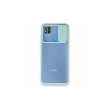 BSSM Palm Buzlu Kamera Sürgülü Silikon - Turkuaz Xiaomi Redmi 9C Kılıf