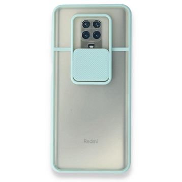 BSSM Palm Buzlu Kamera Sürgülü Silikon - Turkuaz Xiaomi Redmi Note 9 Pro Kılıf