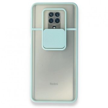 BSSM Palm Buzlu Kamera Sürgülü Silikon - Turkuaz Xiaomi Redmi Note 9 Pro Kılıf