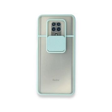 BSSM Palm Buzlu Kamera Sürgülü Silikon - Turkuaz Xiaomi Redmi Note 9 Pro Kılıf